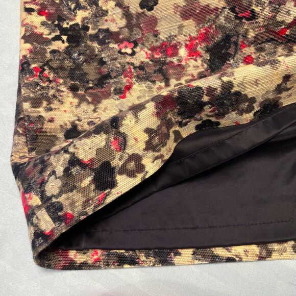 Talbots Woven Skirt Fall Floral Abstract Watercolor Lined Mini Chic Petite 2P - Picture 5 of 10